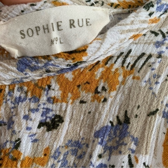 Sophie Rue 100% Rayon Floral Cold Shoulder Crop Top Size L - Picture 3 of 4